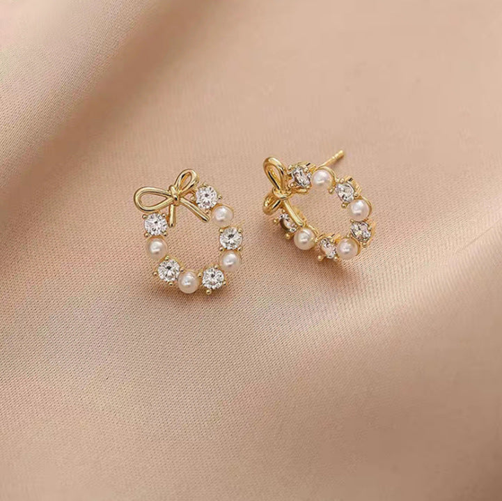 Fashion Sier Needle Temperament Trend Pearl Rings