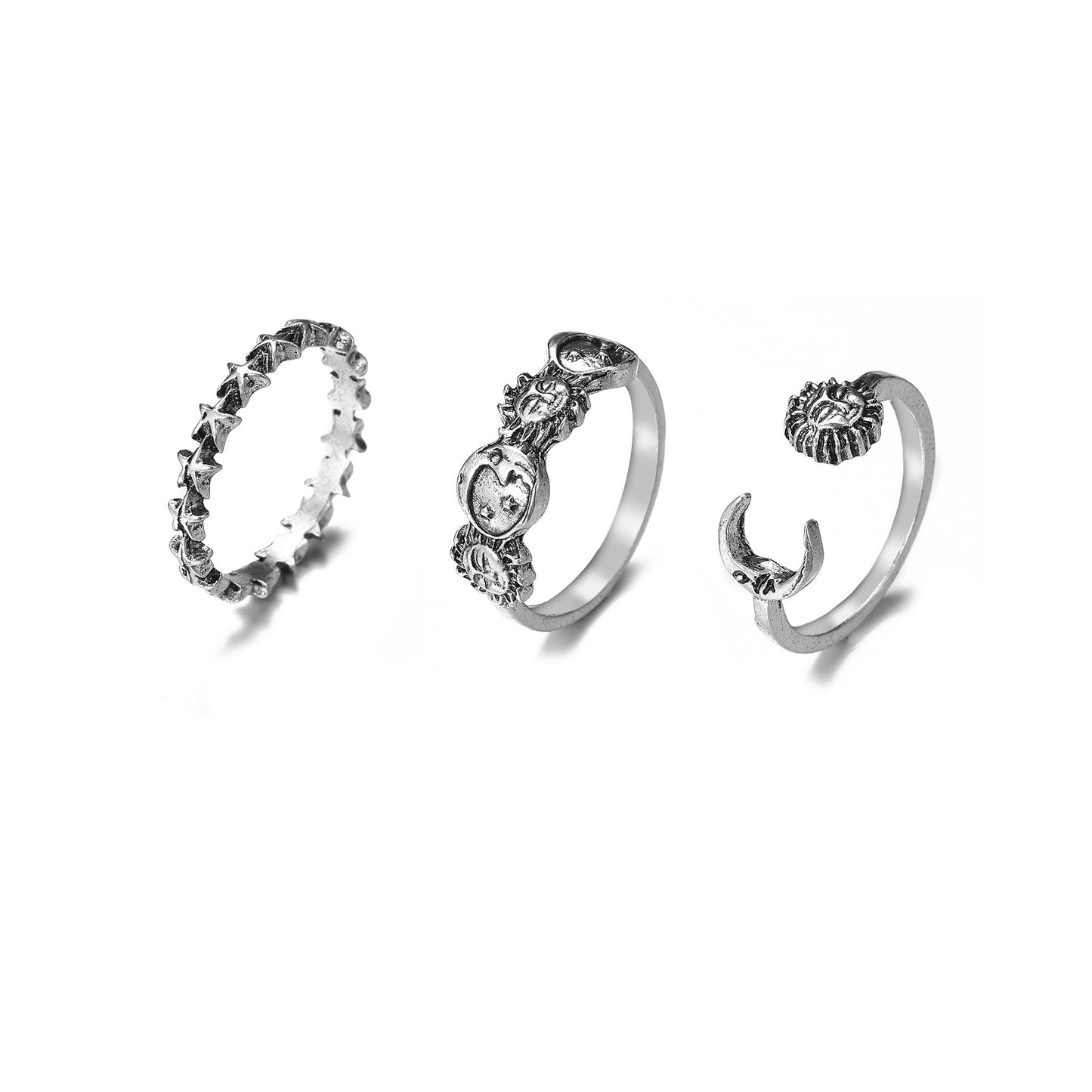 Knuckle Creative Retro Star Moon Pieces Rings