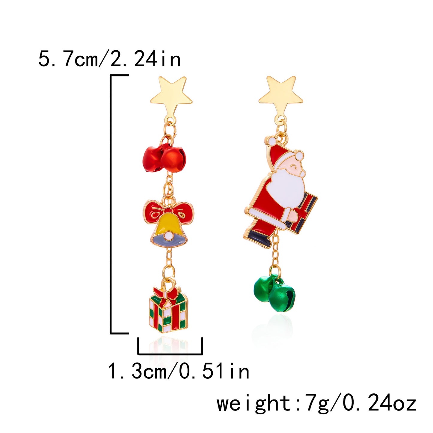 Christmas Tree Hat Santa Claus Asymmetric Earrings