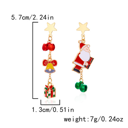 Christmas Tree Hat Santa Claus Asymmetric Earrings