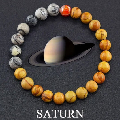 Men's Nine Planets Natural Stone Sun Saturn Bracelets