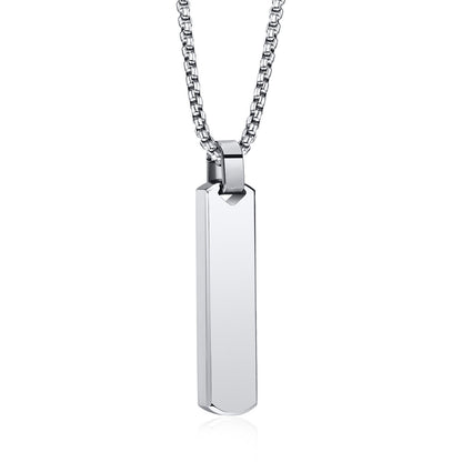 Men's Ornament Simple Stainless Steel Three-dimensional Rectangular Necklaces