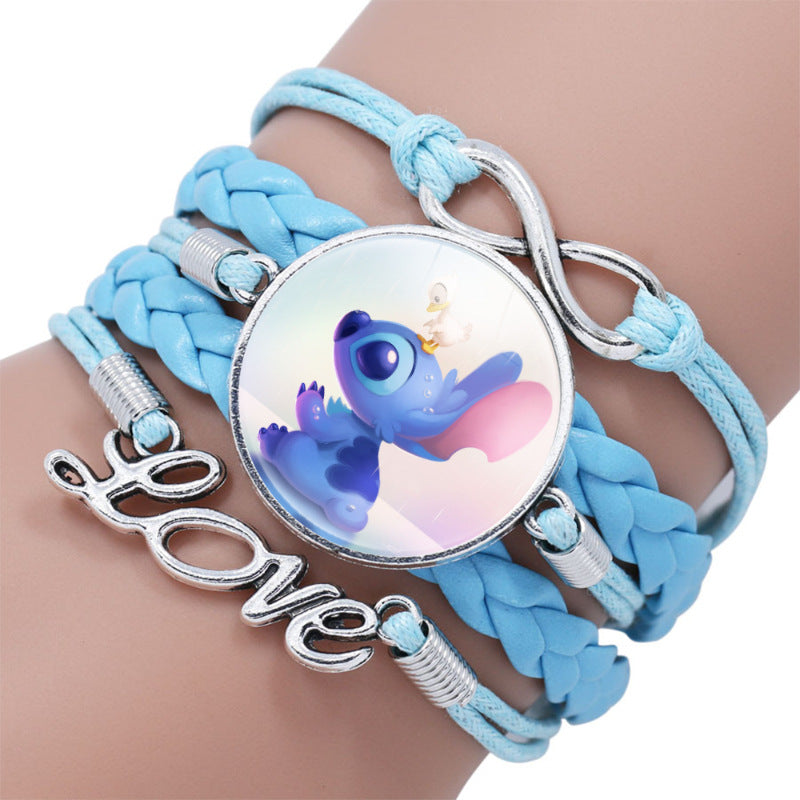 Cartoon Star Stitch Time Stone Leather Bracelets