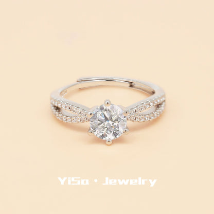 Fashion Karat Open Inlaid Zircon Female Rings