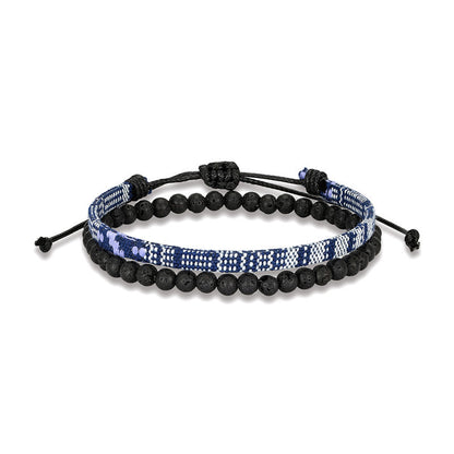 Men's Bohemian Style Hand Weaving Lava Volcanic Bracelets