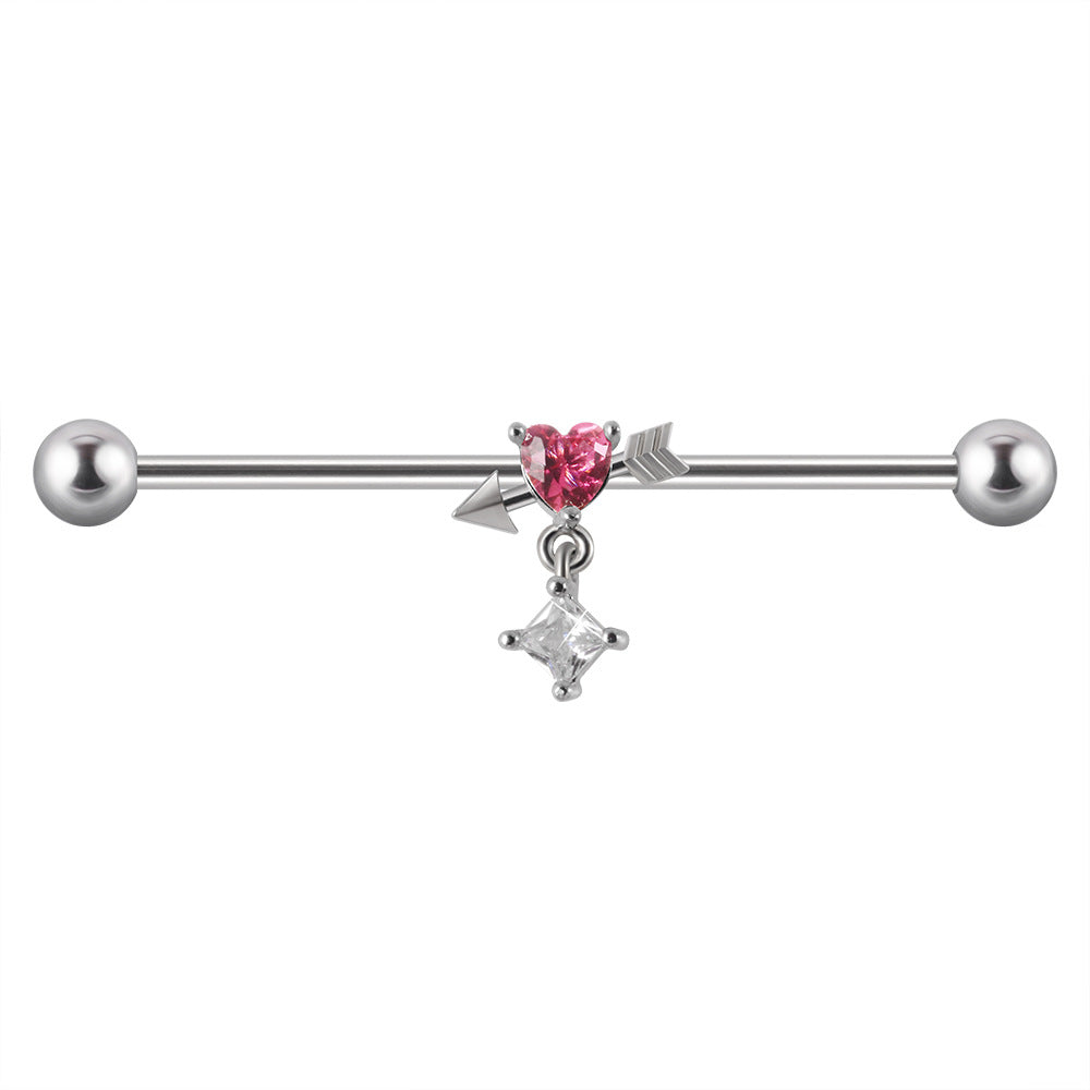 Steel Straight Bar Barbell Simulated Snakes Flower Wings Piercing Rings