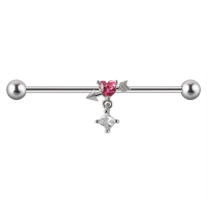 Steel Straight Bar Barbell Simulated Snakes Flower Wings Piercing Rings