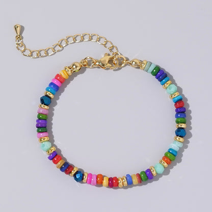 Women's Chinese Rainbow Natural Shell Dopamine Beaded Hand-woven Bracelets