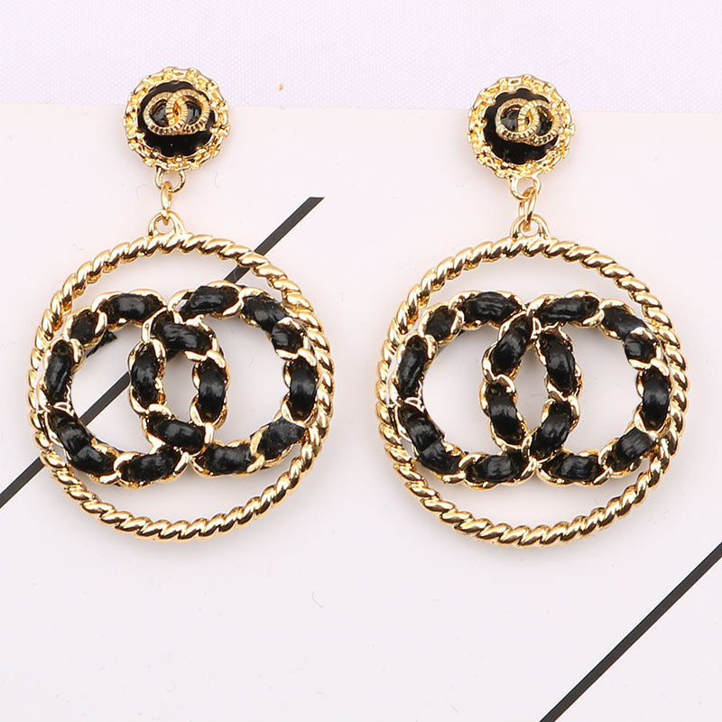 Circle Classic Style Double Long Digital Earrings