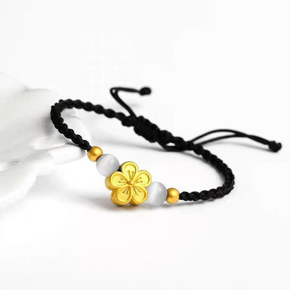 Luck Beads Female Braided Rope Flower Cherry Bracelets