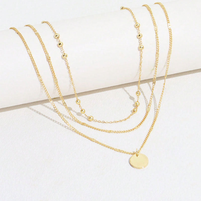 Women's Round Simple Clavicle Chain Neck Ornament Necklaces