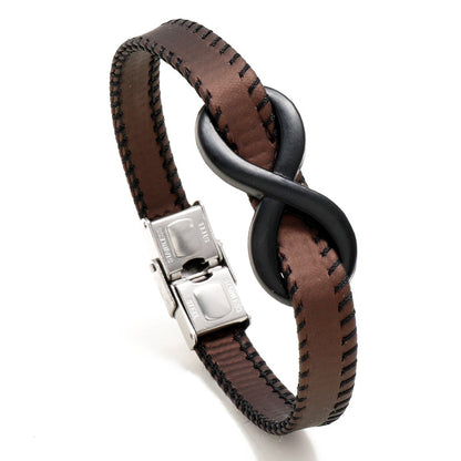 Men's Words Infinite Symbol Leather Simplicity Stainless Steel Bracelets