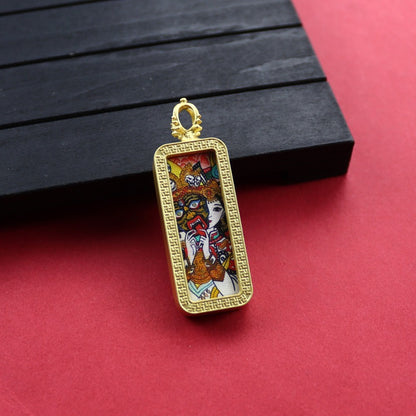 Square Birth Buddha Yellow God Of Wealth Green Tara Pendants