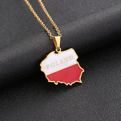 Women's & Men's Steel Polish Map Fashion Geometric Titanium Necklaces