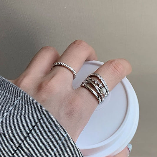 Female Stylish Unique Inlaid Zircon Open Rings