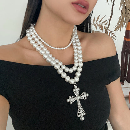 Personality Hollow Out Cross Twin Clavicle Necklaces