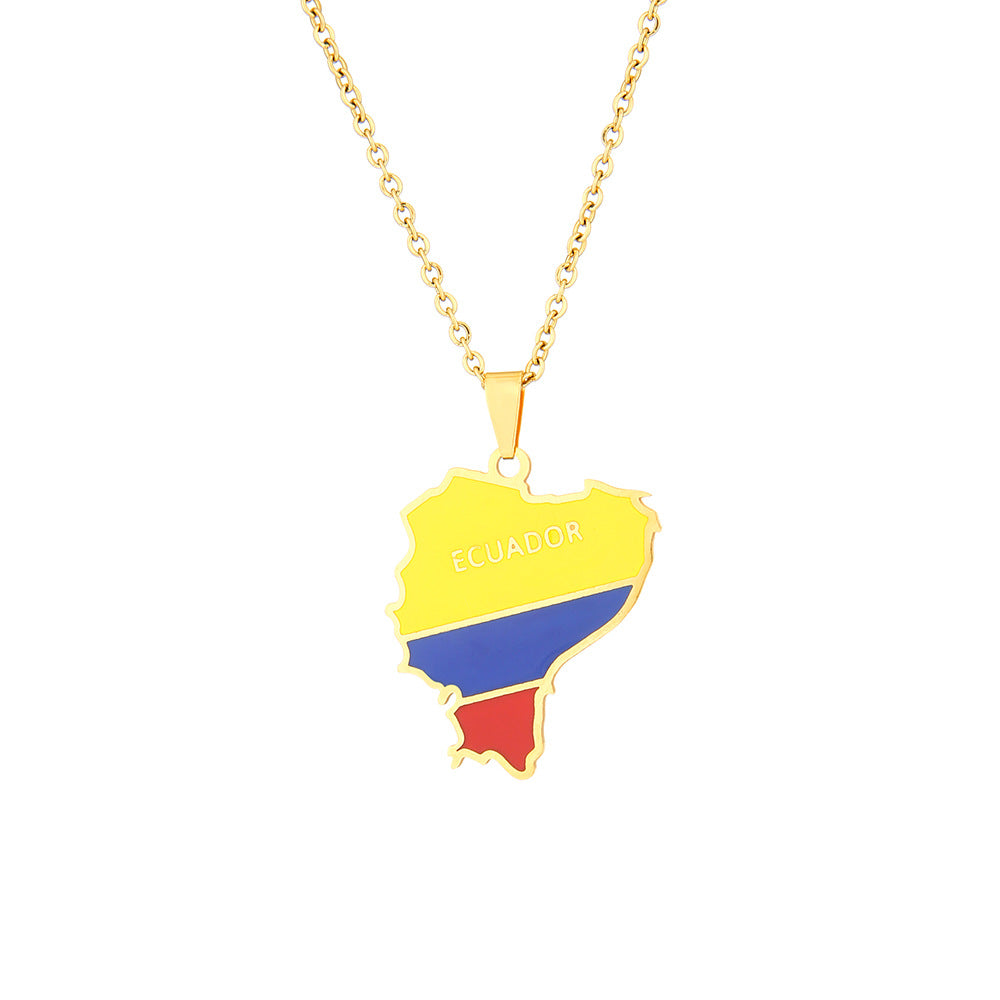 Women's & Men's Fashion Stainless Steel Ecuador Map For Necklaces