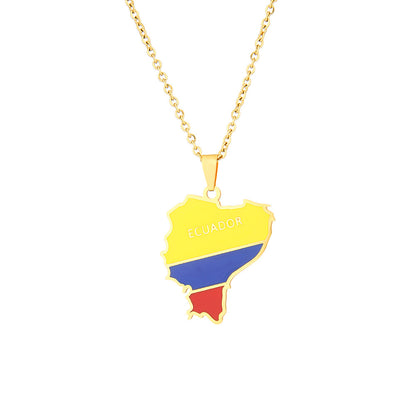 Women's & Men's Fashion Stainless Steel Ecuador Map For Necklaces