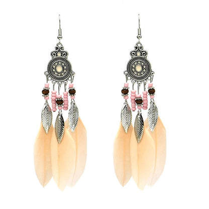 Bohemian Feather Ethnic Yunnan Travel Vintage Earrings