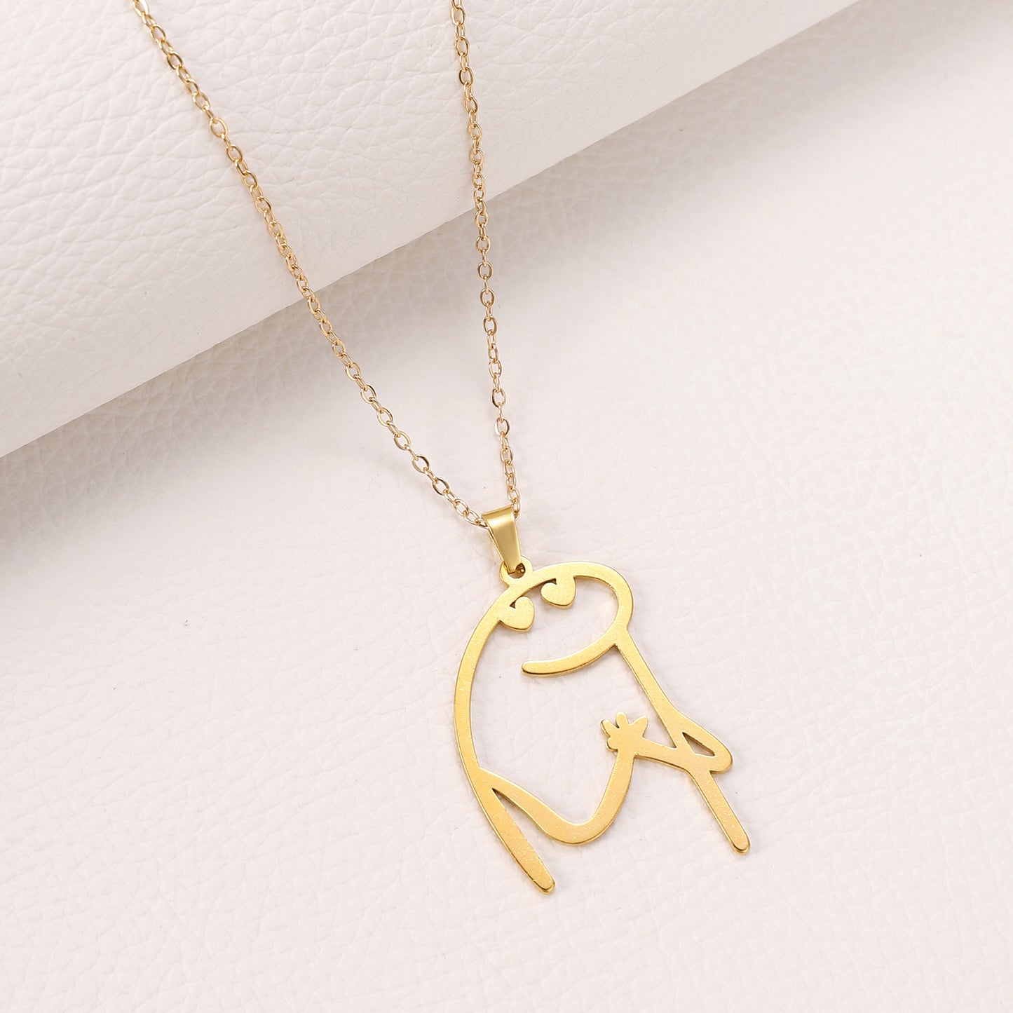 Women's & Men's Cute Cartoon Character Gold Stainless Steel Creative Necklaces