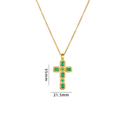 Titanium Steel Female Inlaid Color Zircon Necklaces