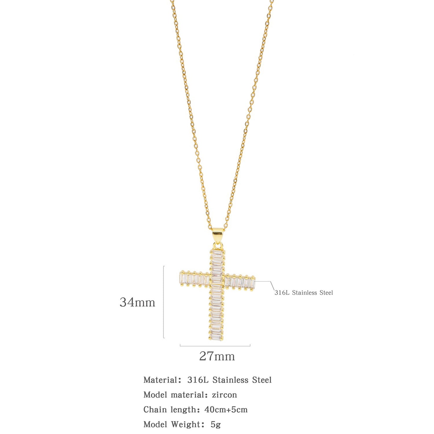 Plating Cross Female Titanium Steel Clavicle Necklaces