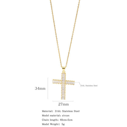 Plating Cross Female Titanium Steel Clavicle Necklaces