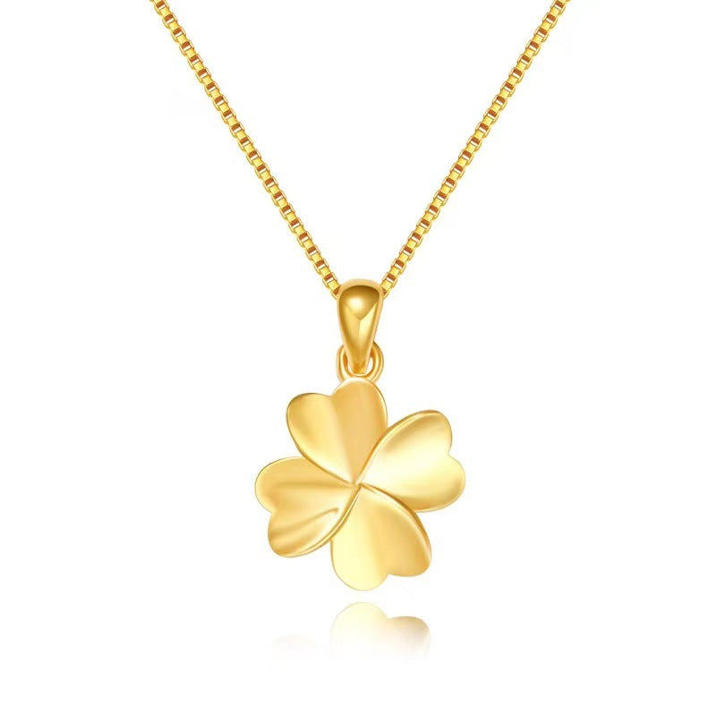 Women's Glossy Electroplated Four-leaf Clover Short Clavicle Pendants