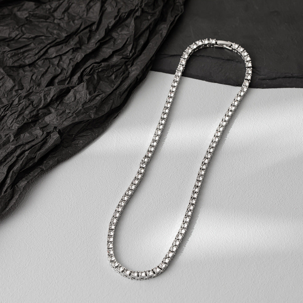 Women's & Men's Row Diamond Punk Versatile Personality Tennis Chain Necklaces