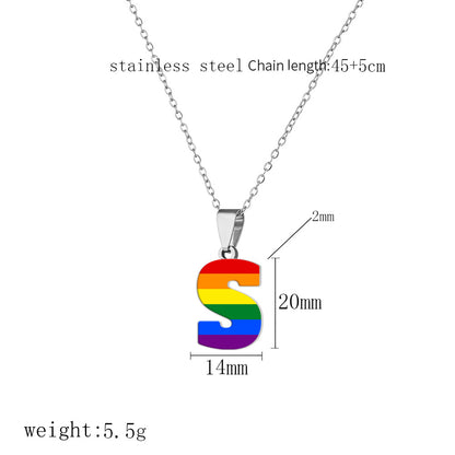 Women's Color Rainbow Letter Printing Titanium Steel Stainless Pendants