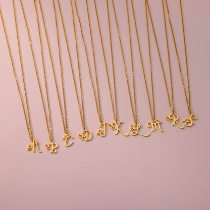 Gold Capital English Letter Stainless Steel Necklaces