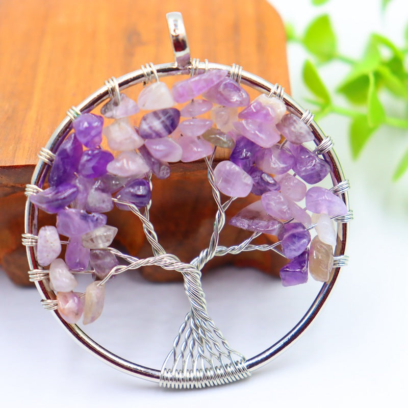 Natural Crystal Gravel Winding Colorful Tree Of Pendants