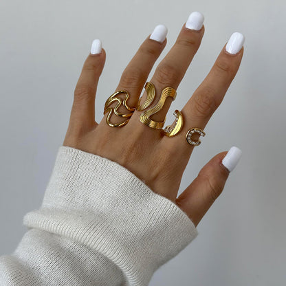 Ding Stainless Steel Gold Eye-catching High-grade Rings