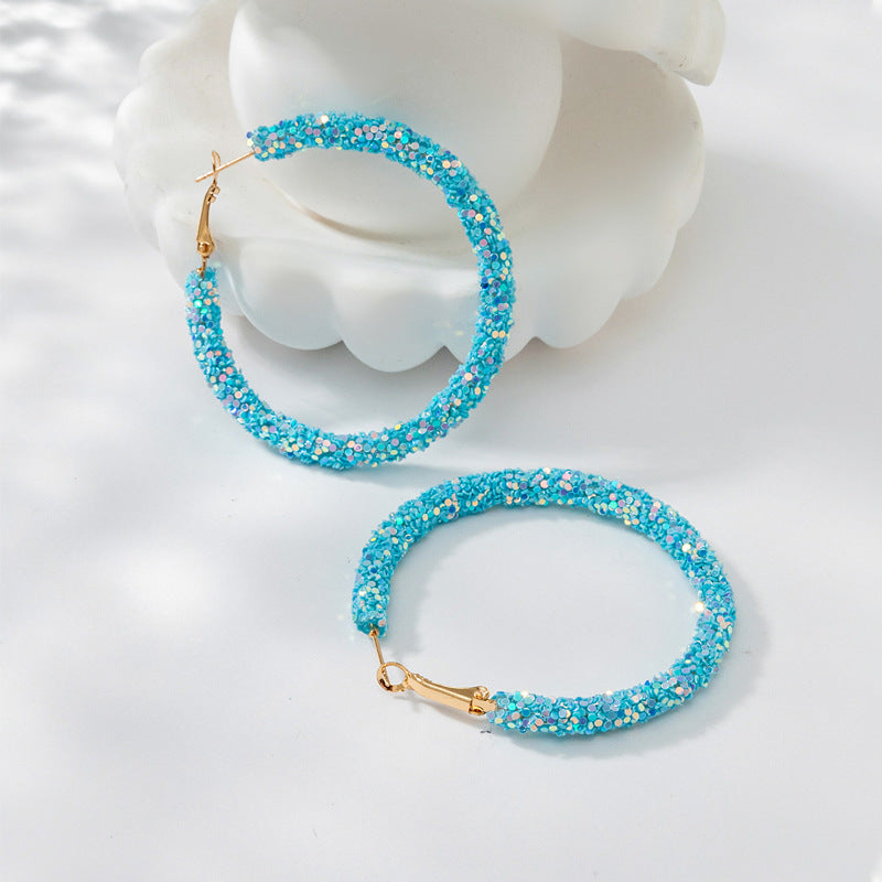 Bead Big Hoop Female Style Korean Sweet Earrings