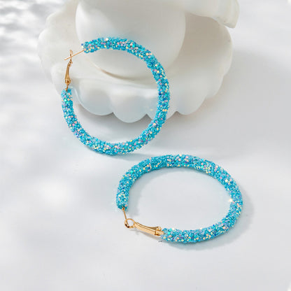 Bead Big Hoop Female Style Korean Sweet Earrings
