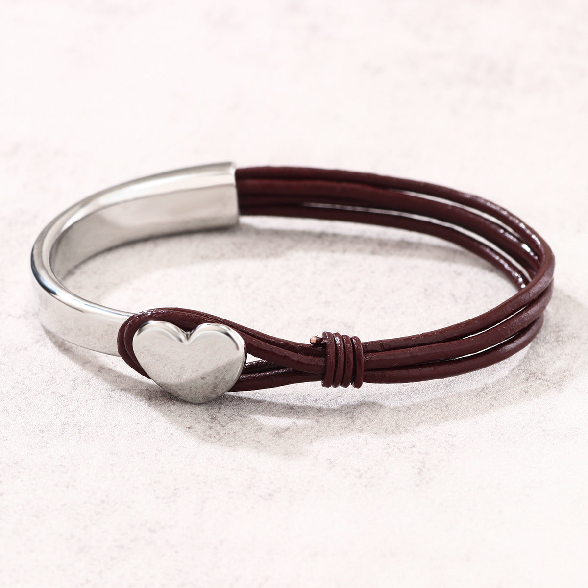 Style Stitching Leather Rope Love Heart Bracelets