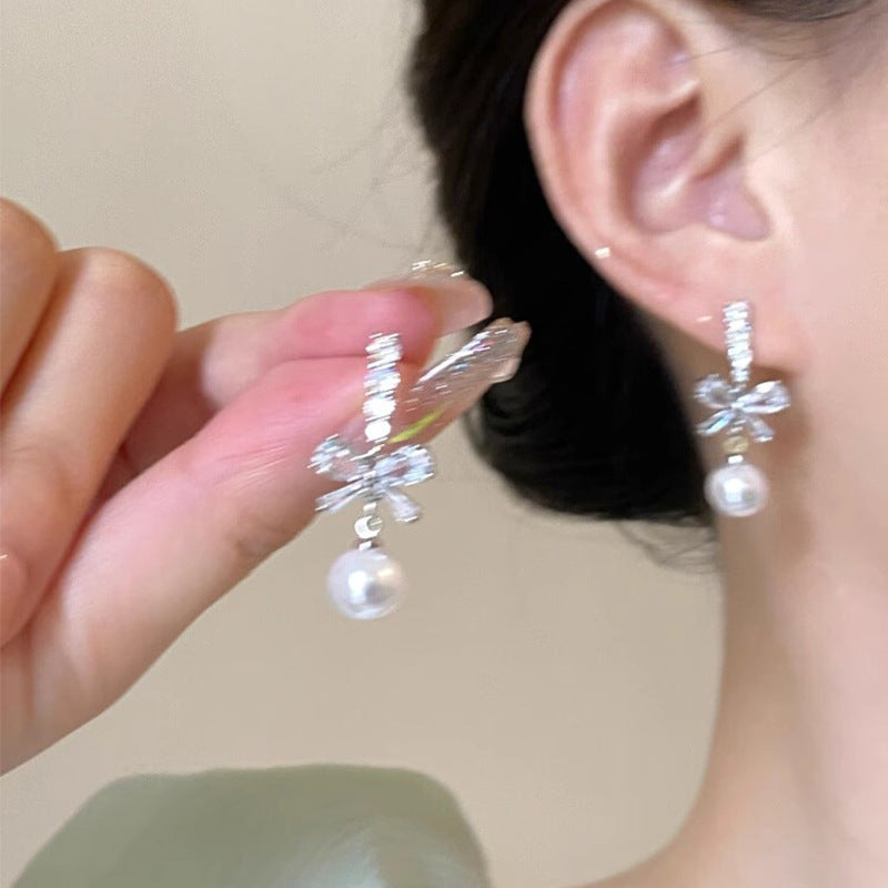 Pearl Flower Korean Style Tassel High Sense Earrings