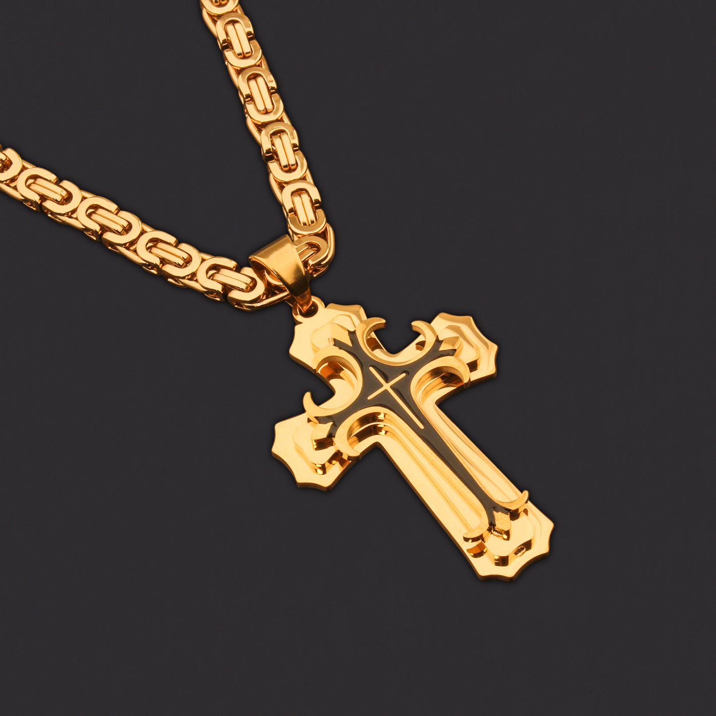 Cross Oiling Stainless Steel Titanium Flat Pendants