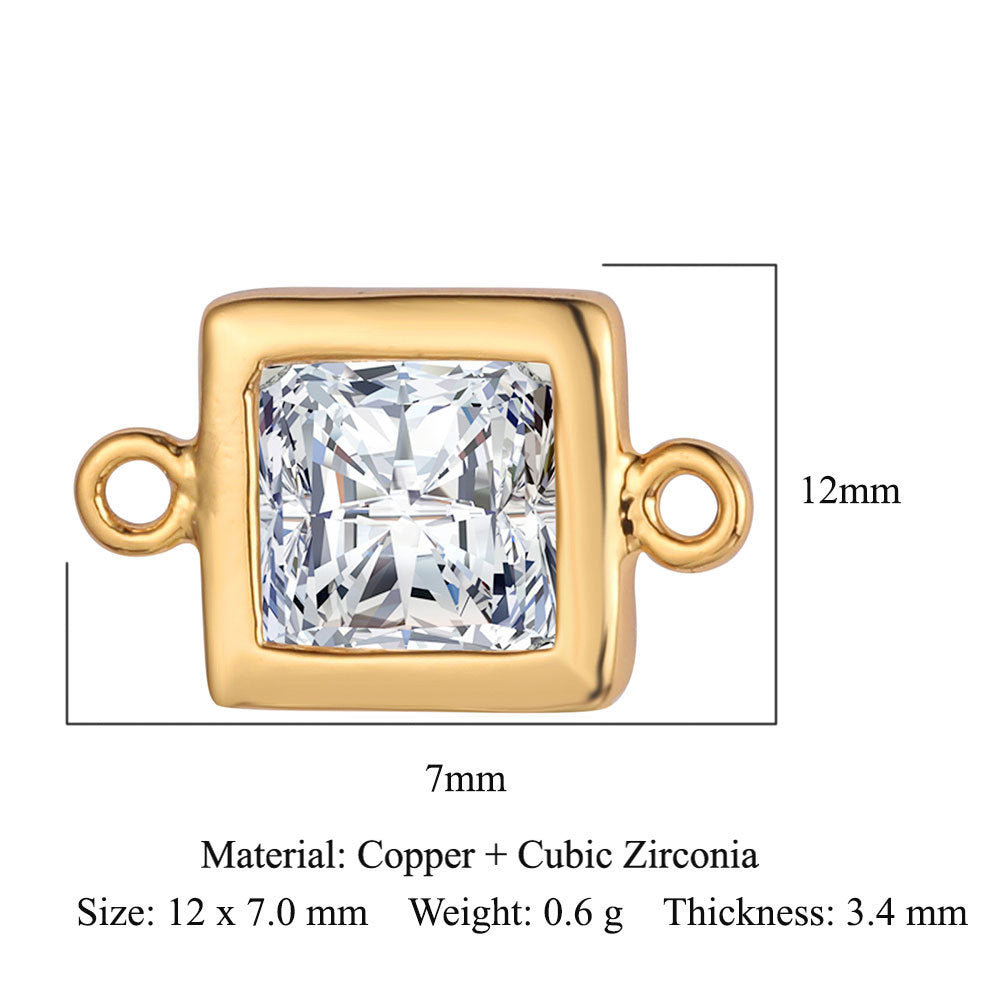 Drop Copper Zircon Square Ornament Accessories Pendants