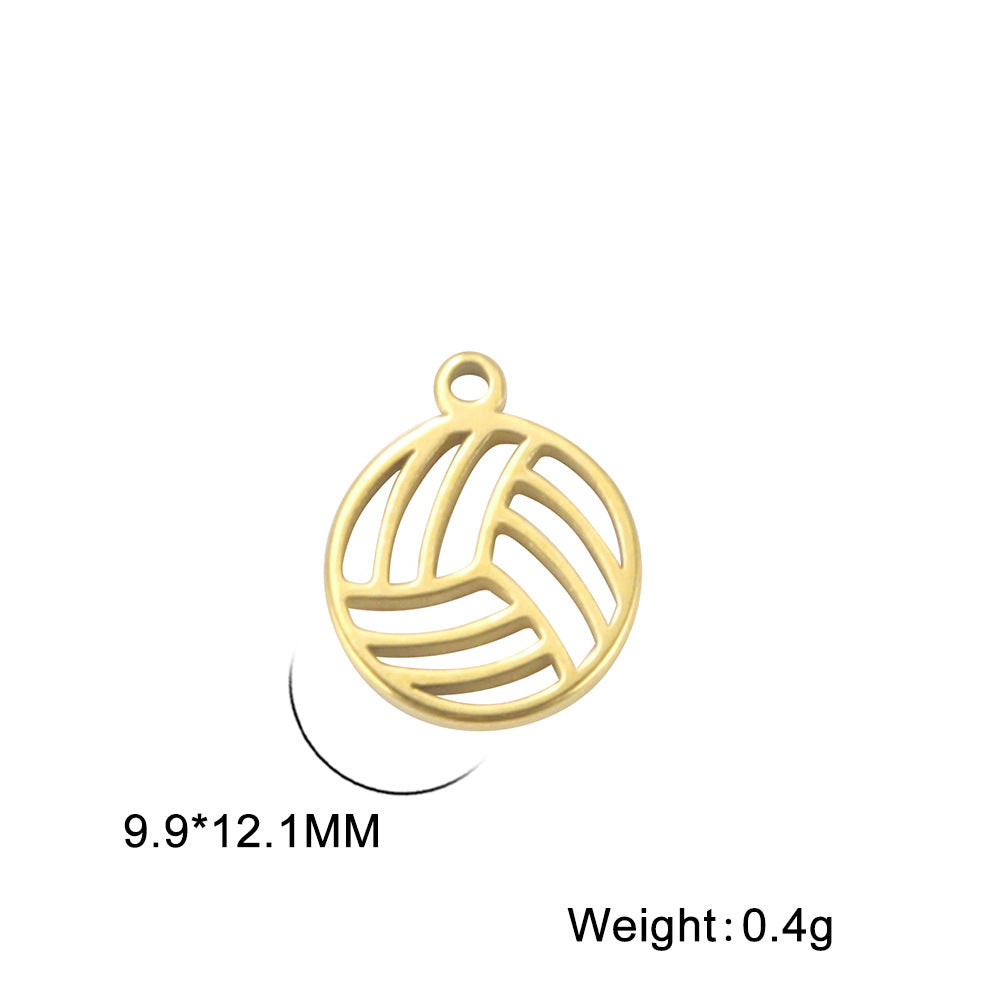 Cut Stainless Steel Smooth Volleyball Golden Pendants