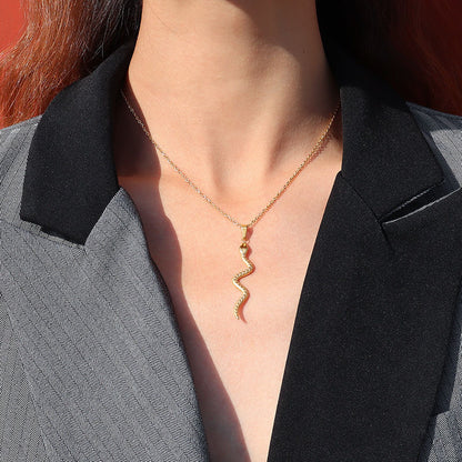 Women's Ornament Curved Snake For Titanium Steel Necklaces