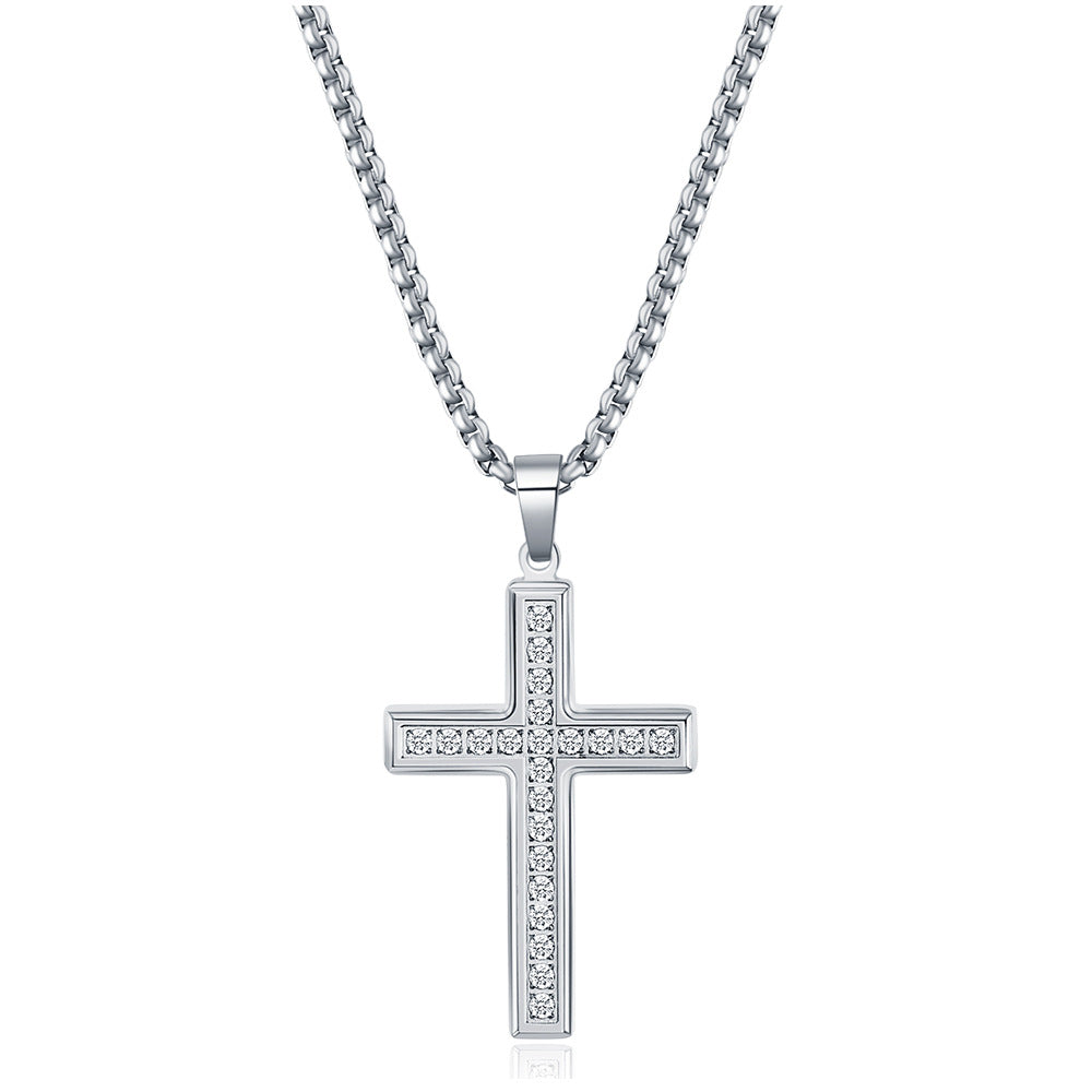 Casual Diamond Cross Simple Stainless Steel Necklaces