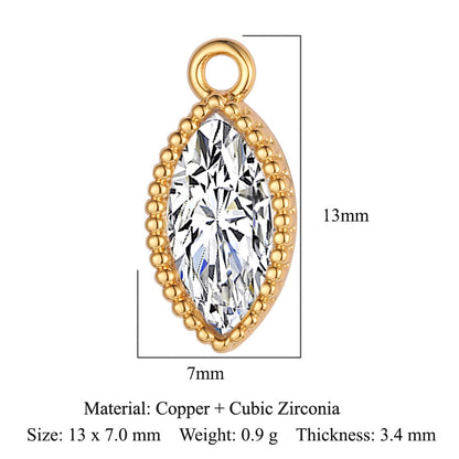 Drop Copper Zircon Square Ornament Accessories Pendants