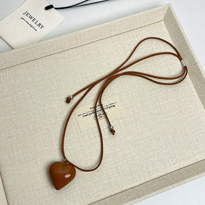 Women's Love Long Leather Rope Adjustable Sweater Necklaces