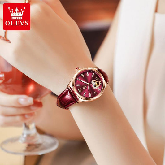 Women's Watch Automatic Quick Hand Leather Waterproof Mechanical Watches