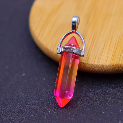 Natural Stone Crystal Hexagon Prism Bullet Pendants