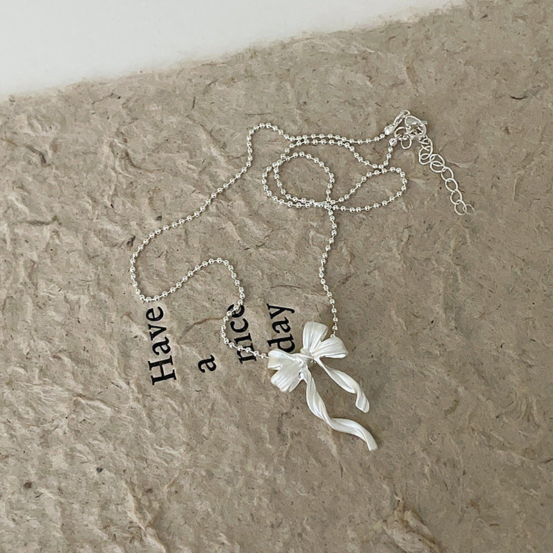 Entry Lux Bow Female Niche Frosted Necklaces