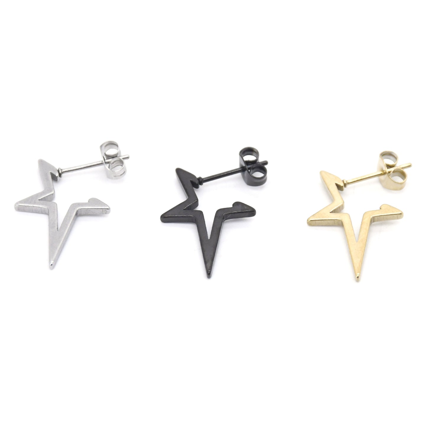 Fashion Stainless Steel Free Pentagram Simplicity Earrings