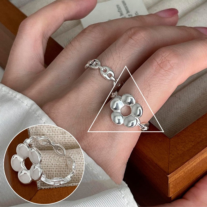 Sweet Cutout Flower Female Exquisite Elegant Gentle Temperament Open Rings