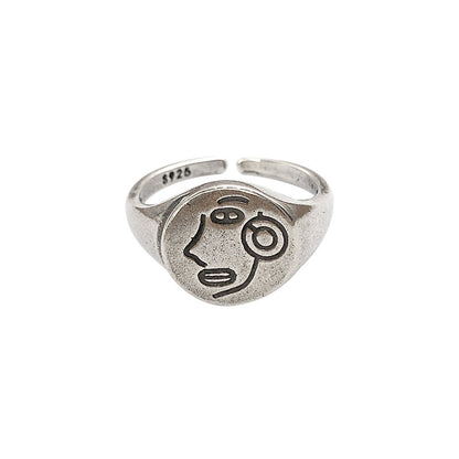 Sier Niche Portrait Simple Open Design Rings